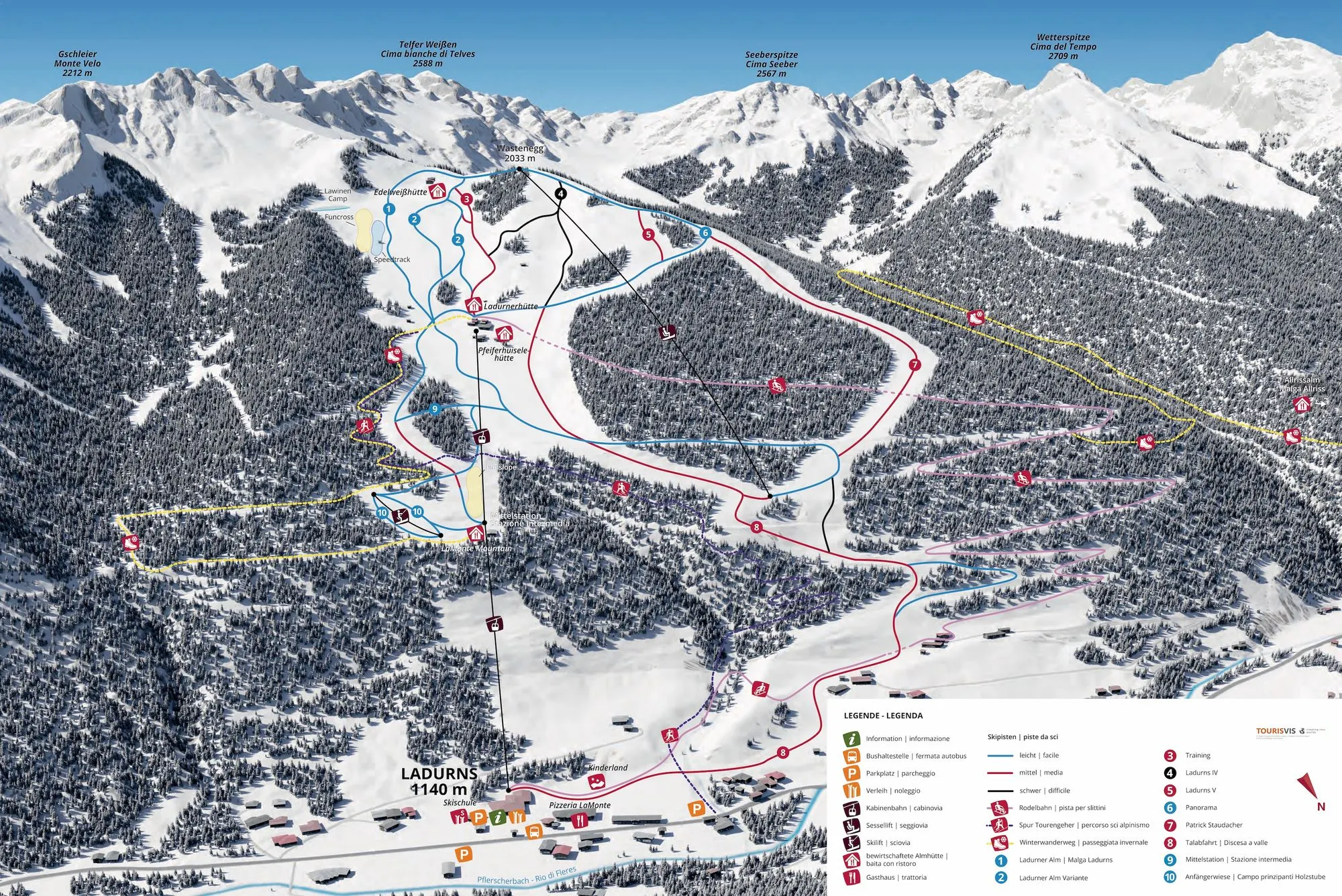 Ladurns ski area map