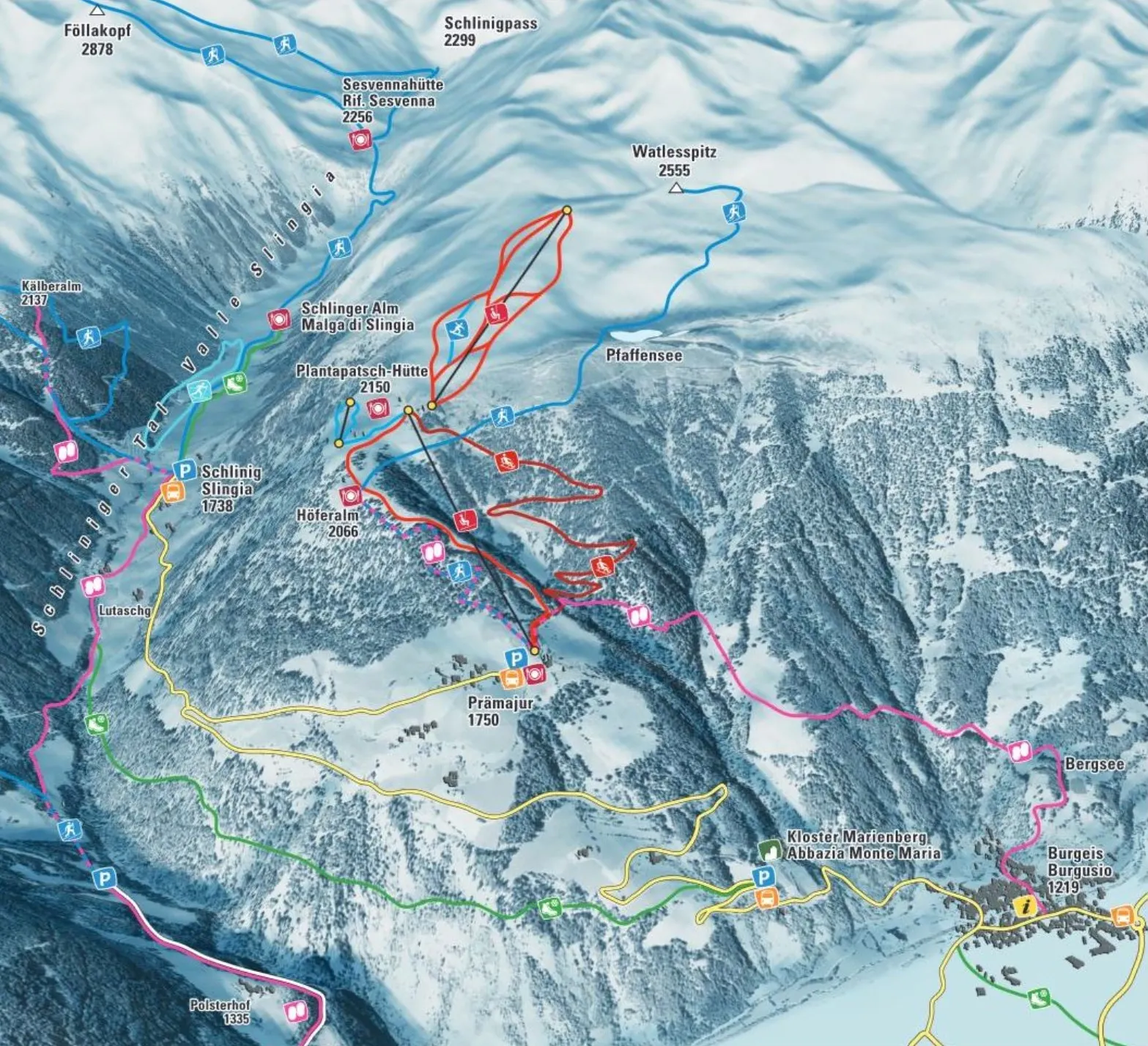 Watles ski area map