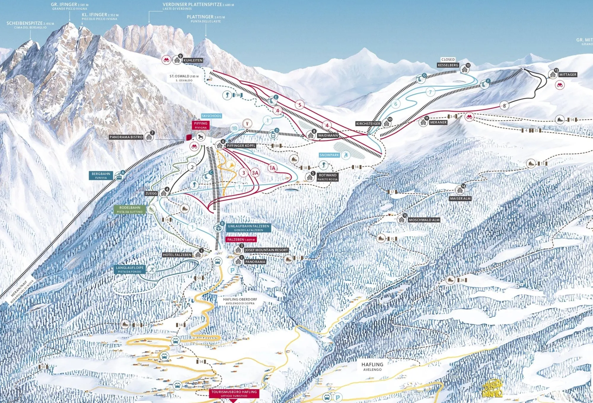 Meran 2000 ski area map