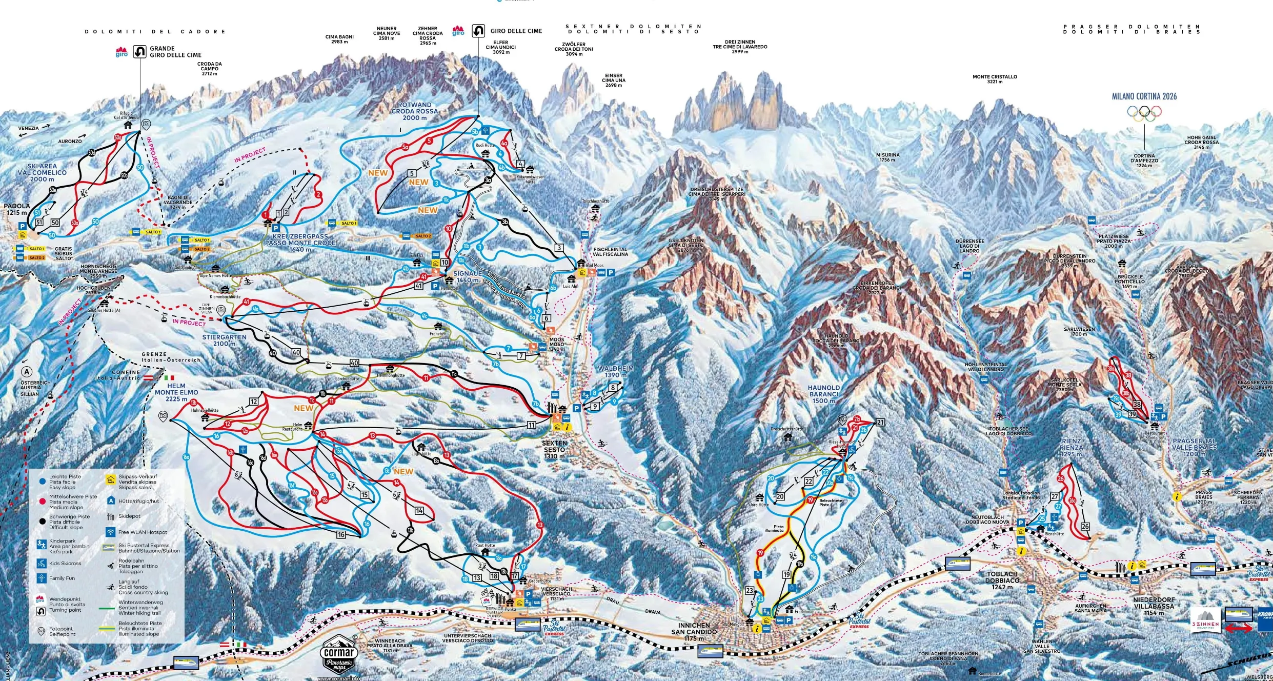Drei Zinnen Dolomiten ski area map