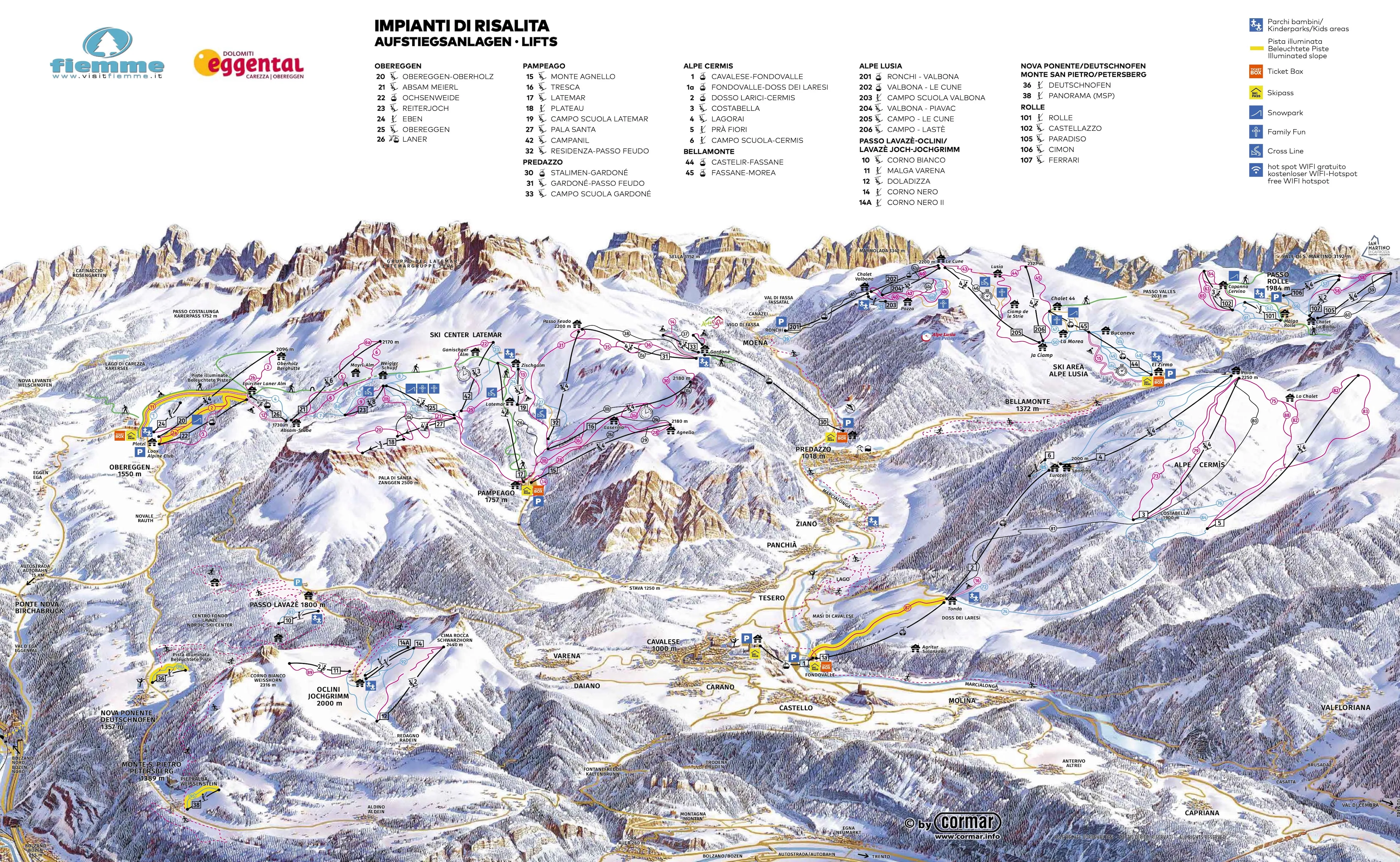 Val di Fiemme ski area map