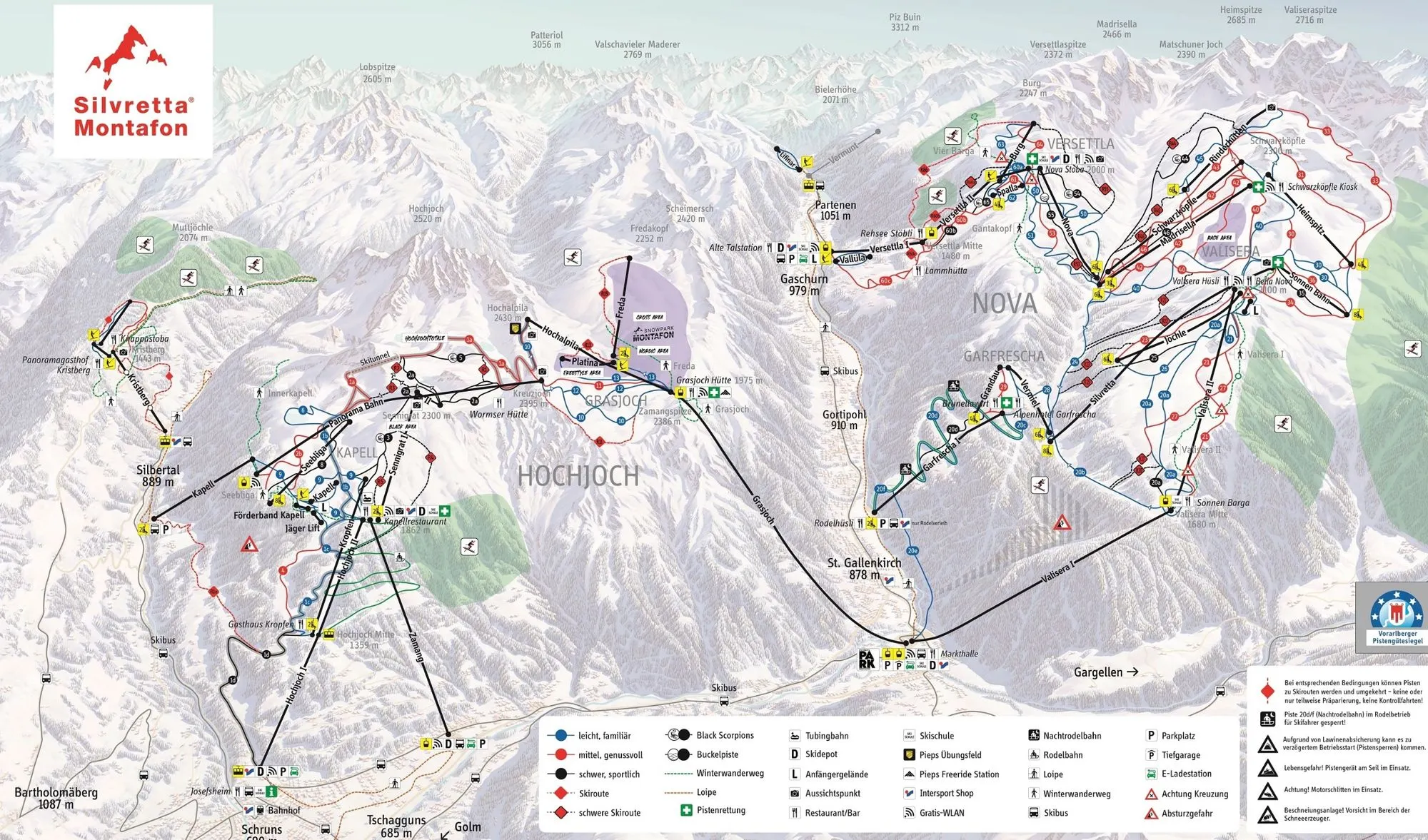 Silvretta Montafon ski area map