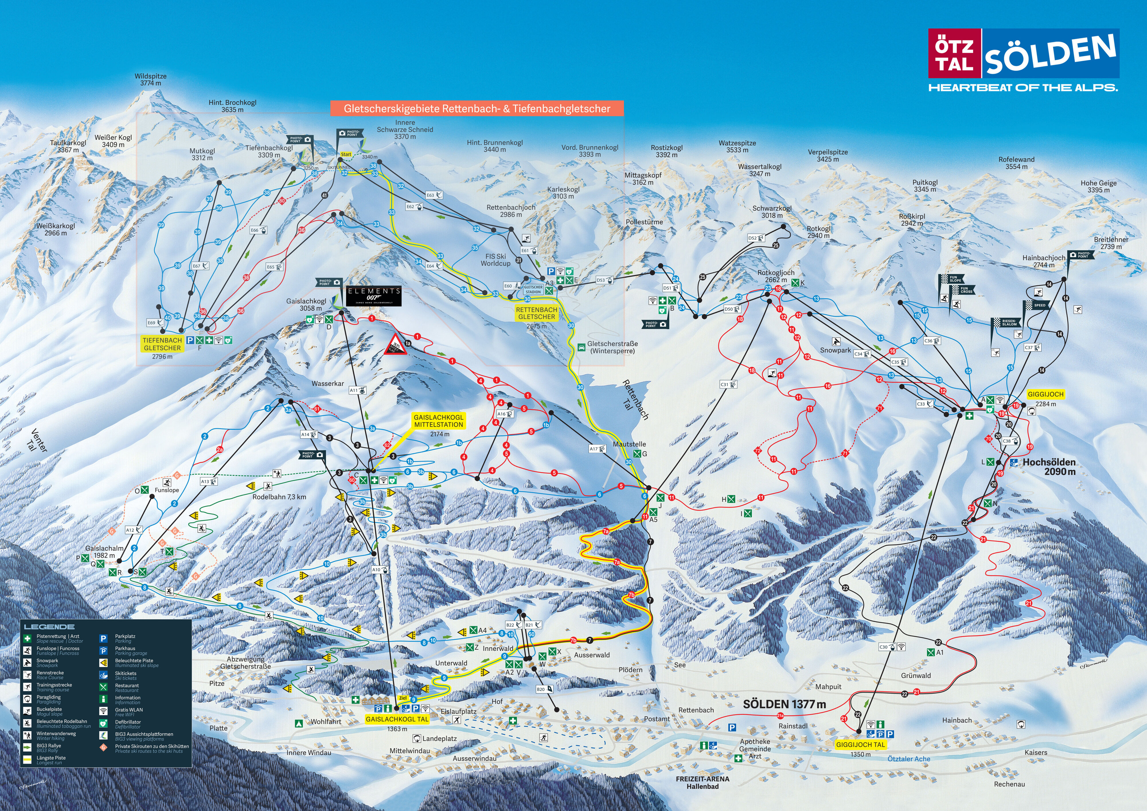 Sölden - Ötztal Arena ski area map